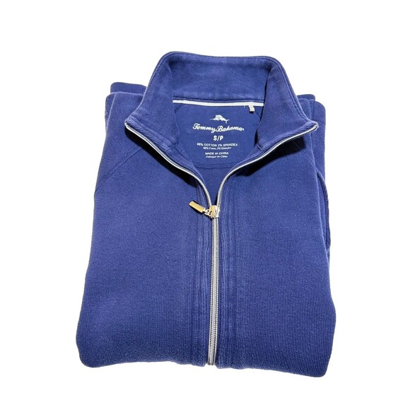 Tommy Bahama Blue Full Zip Sweater | Women's  Round Neck S/P - Picture 3 of 9